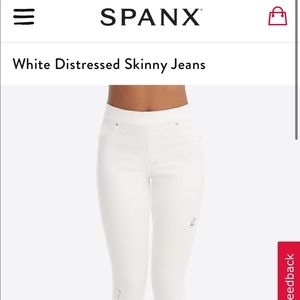 Spanx White Distressed Skinny Jeans